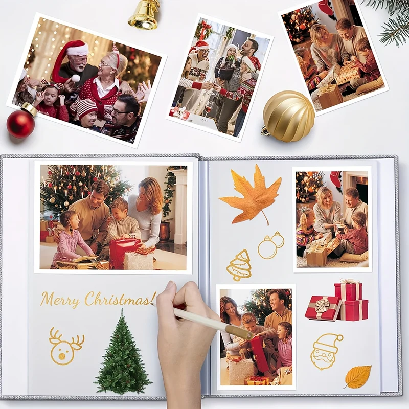Large Magnetic Self-Adhesive Photo Album Scrapbook - DIY Memory Book with Linen Cover, Metallic Pen & Scraping Tools for 4x6 5x7 8x10 Pictures - Wedding Family Pets Keepsake Gift, Quality Craft Tools