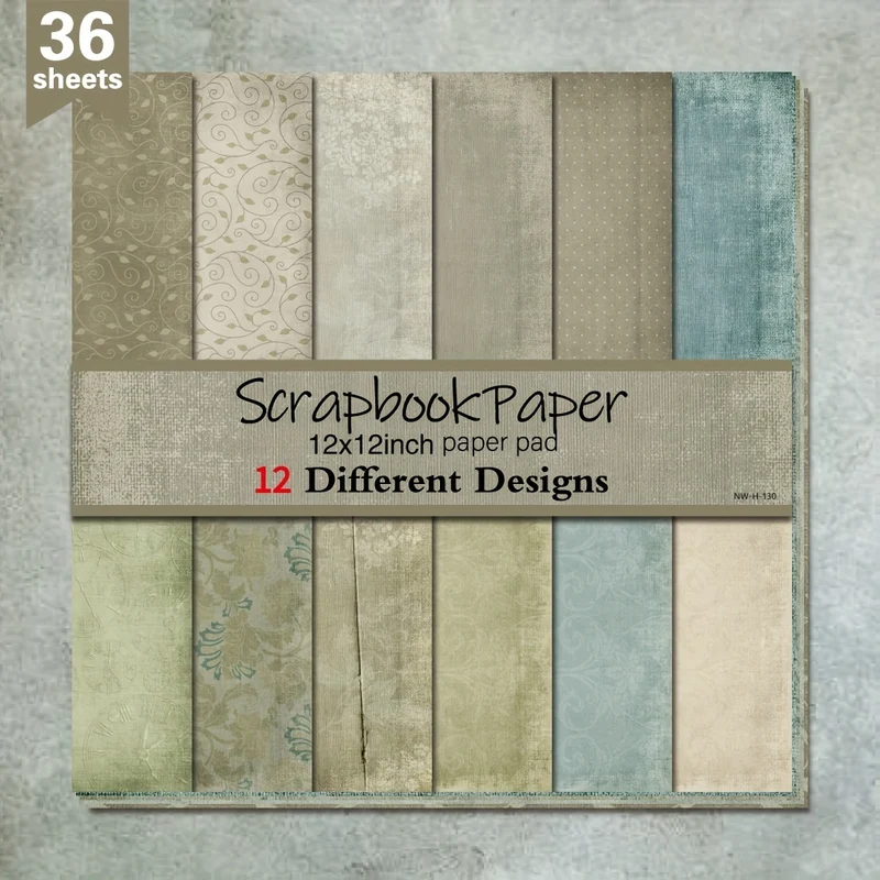 36 Sheets 12"x12" DIY Scrapbook Paper, Green Stripe Material Gift Wrapping Colorful Decorative Gift Scrapbooking Craft Supplies Craft Supplies Supplies Kit Aesthetic Decorative Album Paper Material Paper