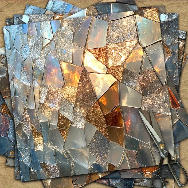 36 non-repeating bright starry sky glass fragments scrapbook paper, decorative paper, material paper suitable for handmade greeting cards, background card mats, junk diaries, gift packaging, memorial albums, retro diaries, ba