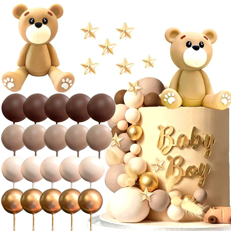LaVenty Brown Gender Reveal Party Cake Decoration Teddy Bear Cake Decoration Teddy Bear party Decoration