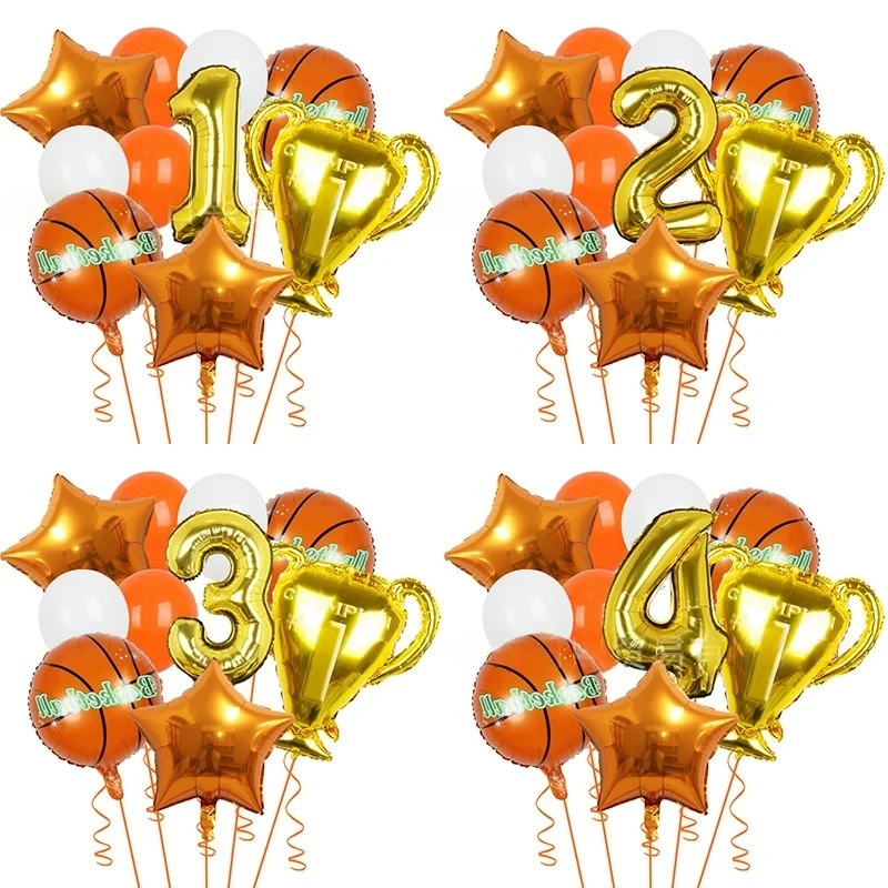 10pcs basketball Balloons Birthday Party Decorations Kids Boy Set Trophy Balloon Sports Air Balls Party Decorations Baby Shower