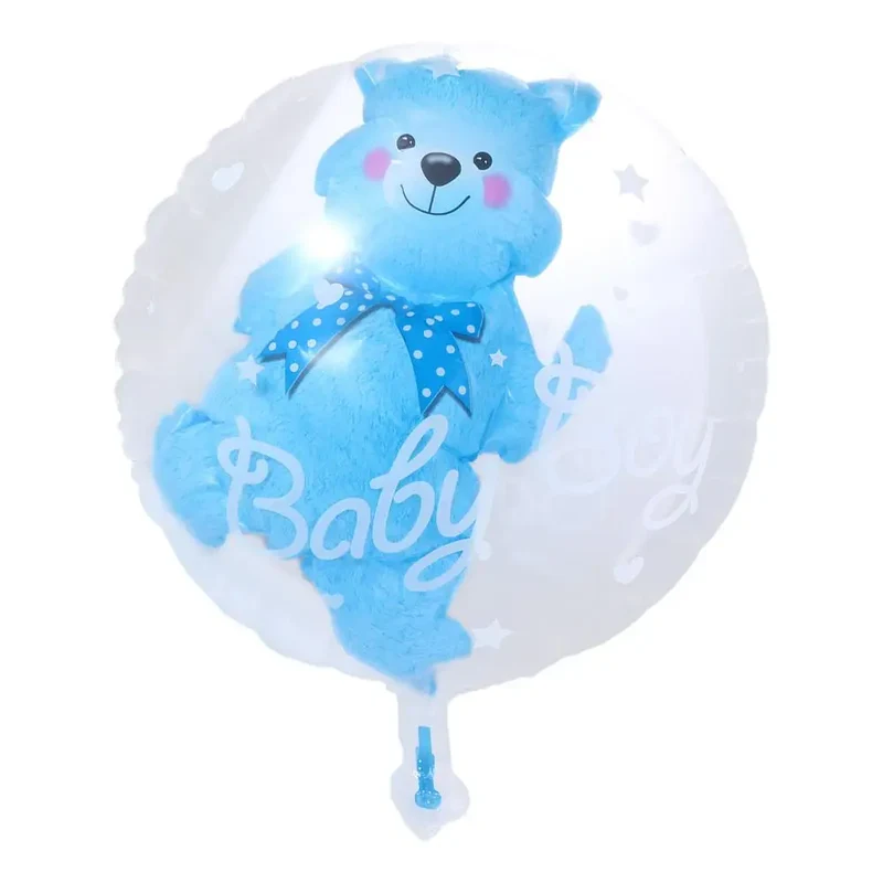 Decoration Baby Shower Transparent Baby Boy Girl Double Bubble 4D Bear Globos Balloons Party Supplies