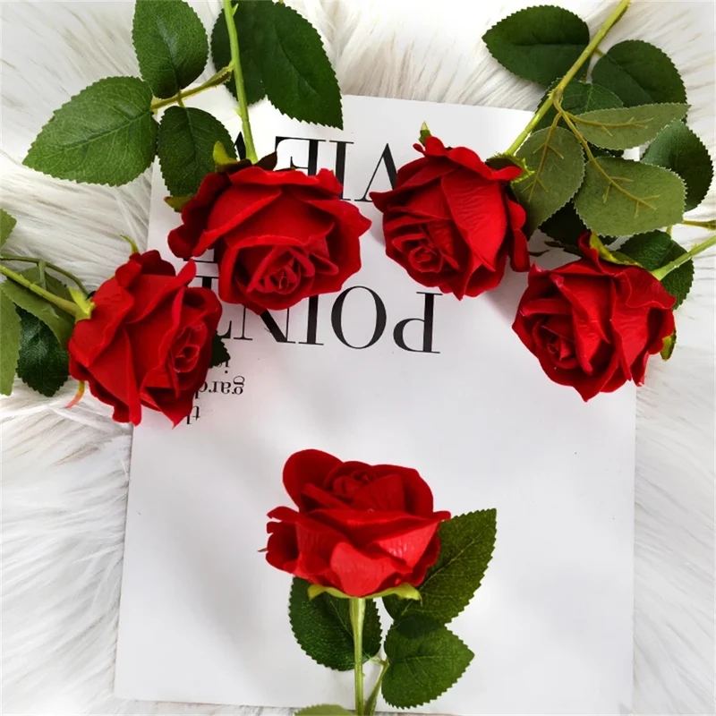 Artificial Red Silk Rose Bouquet, Fake Flower for Wedding, Home Table Decoration, Christmas, Valentine'S Day Gift, 51cm
