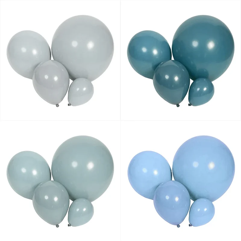 5/10/12/18inch Dusty Blue Balloons Retro Matte Haze Gray Baby Blue Balloons for Birthday Wedding Party Baptism Baby Shower Decor