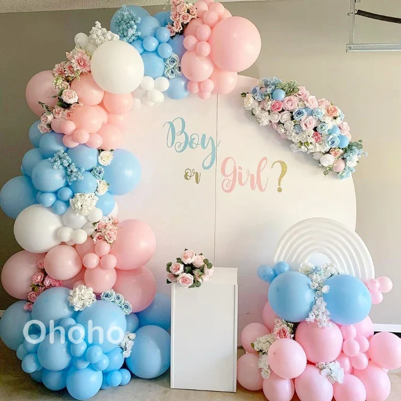 140pcs Pastel Pink Blue Balloons Garland Arch Kit Gender Reveal Party Decor Balloon 1st Birthday Decoration Baby Shower Wedding