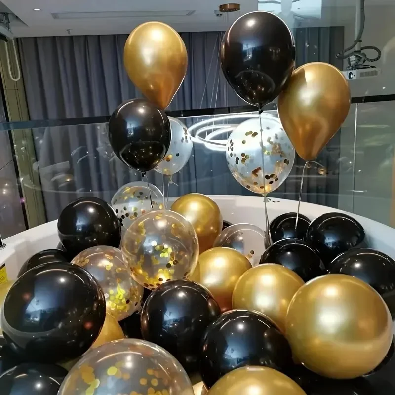 30 Pcs Black Metallic Gold Balloons for Birthday Wedding Graduation Baby Shower New Year Party Decorations Ballons