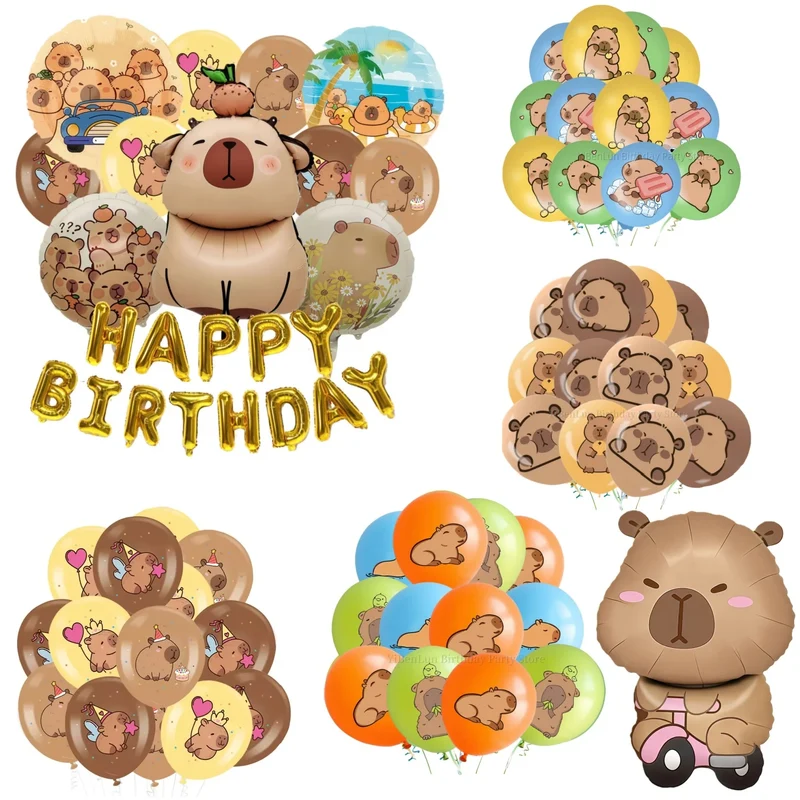 Child Capybara Balloons Capybara Party Decoration Balloons Aluminium Balloon Globos Baby Shower Capybara Party Favors Supplies