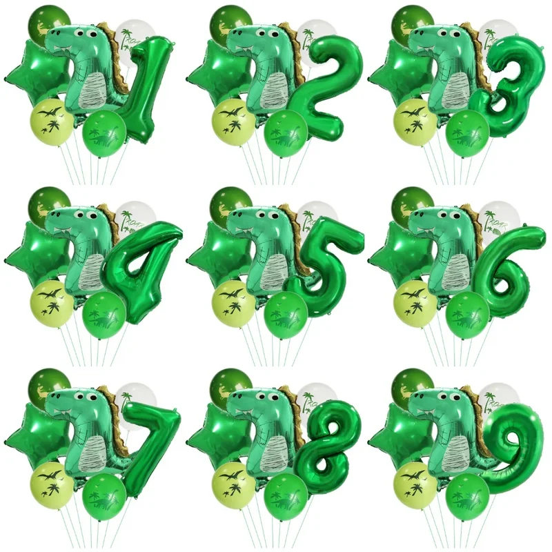 Dinosaur Party Number Balloons First Birthday Party Decoration Animal Jungle Safari Birthday Party Decora Boy Kids Baby Shower
