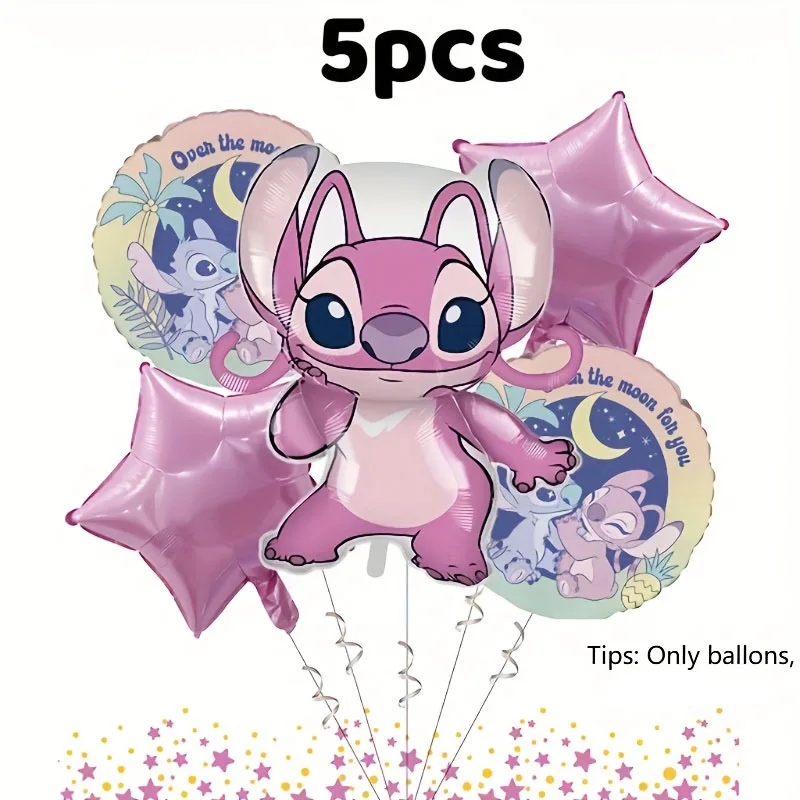5Pcs Lilo & Stitch Theme Party Balloons Set Baby Shower Birthday Party Decorations Kids Toy Gifts Cartoon Supplies