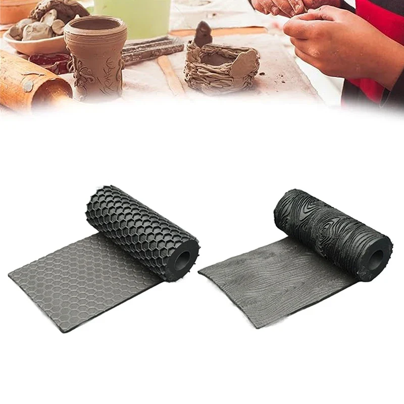 Clay Tile Roller 3D Printed Clay Texture Rollers Honeycomb Pattern Terrain Texture Roller Rolling Pins Rollers Pottery Tools DIY