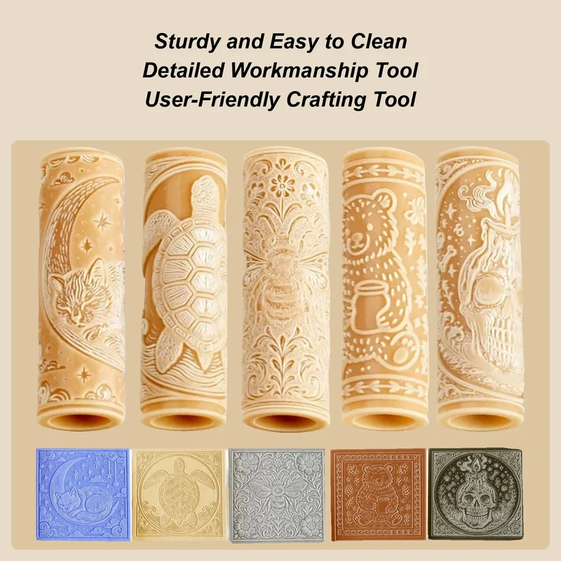 Clay Texture Roller with Patterns - Pottery & Clay Tools for Adults Kids, Creative Ceramic Embossing Art Craft Supplies