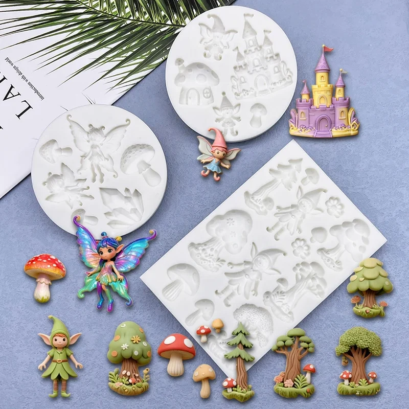 Mushroom Fairy Forest Castle Silicone Sugarcraft Mold Cupcake Baking Mould Fondant Cake Decorating Tools