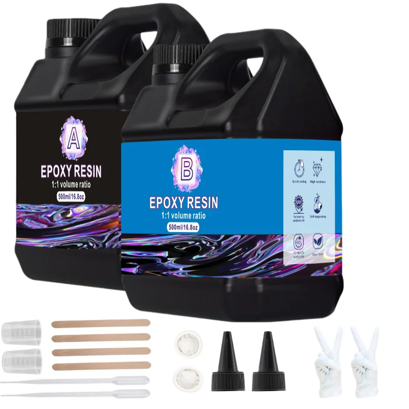 Crystal Clear Epoxy Resin AB Adhesive Ratio 1:1 Curing Time 12-24 Hours Bubble-Free Epoxy Resin DIY Art Craft and Jewelry Making
