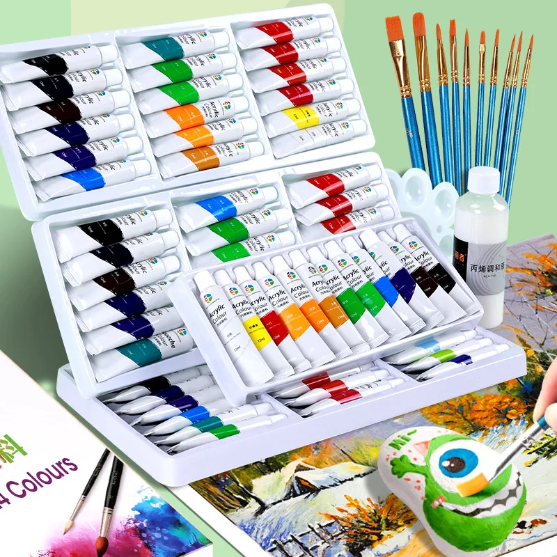 Acrylic Pigment 12/18/24/36 Colors 12ml Set Children's Painting And Oil Painting Beginners Non-Toxic Quick Drying Art Supplies