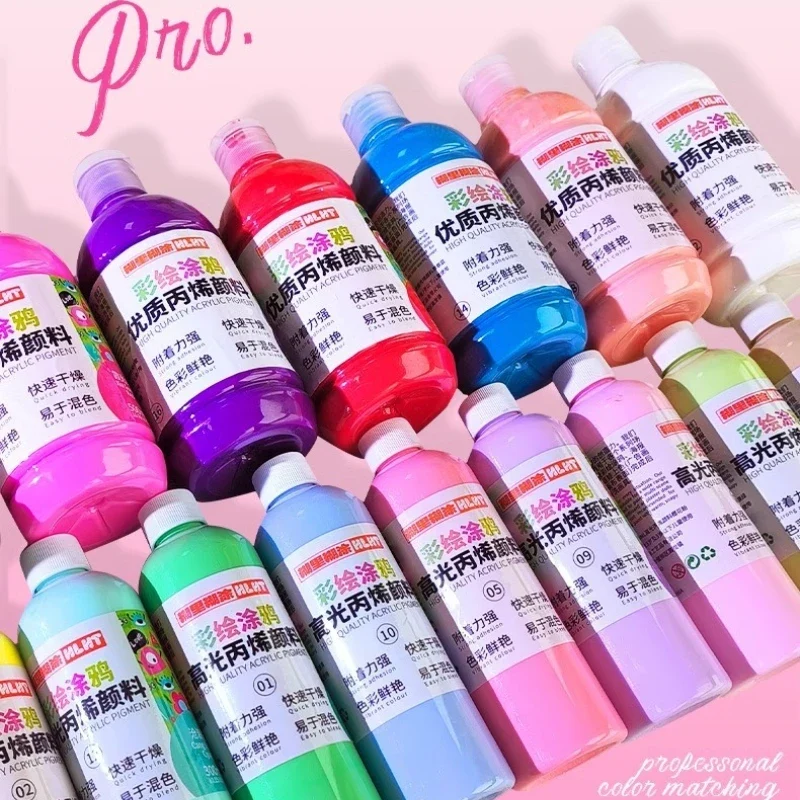 300ml/500ml Acrylic Pigment Macaron Color Long-lasting Color Not Easy To Fade for Stone Canvas Glass Wood Painting Graffiti