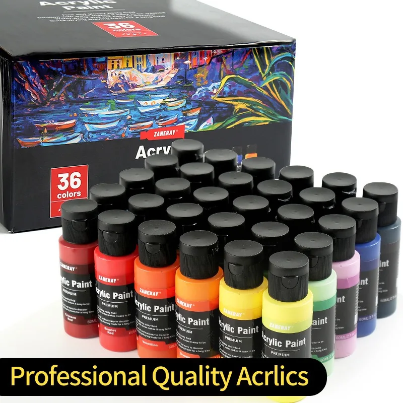 Acrylic Pigment Set 24/36 Colors 60ml Student Professional Art Painting Pigment Waterproof Pigment Hand-painted Wall Painting