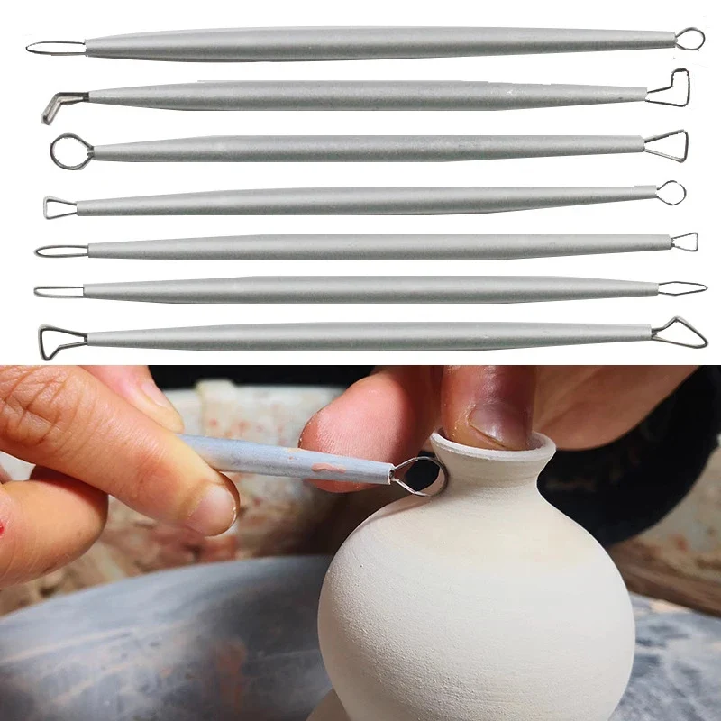Clay Sculpting Tool Ceramic Pottery Texture Carving Stainless Steel Wire End Loop Ribbon Trimming Modeling Clay Sculpture Tool