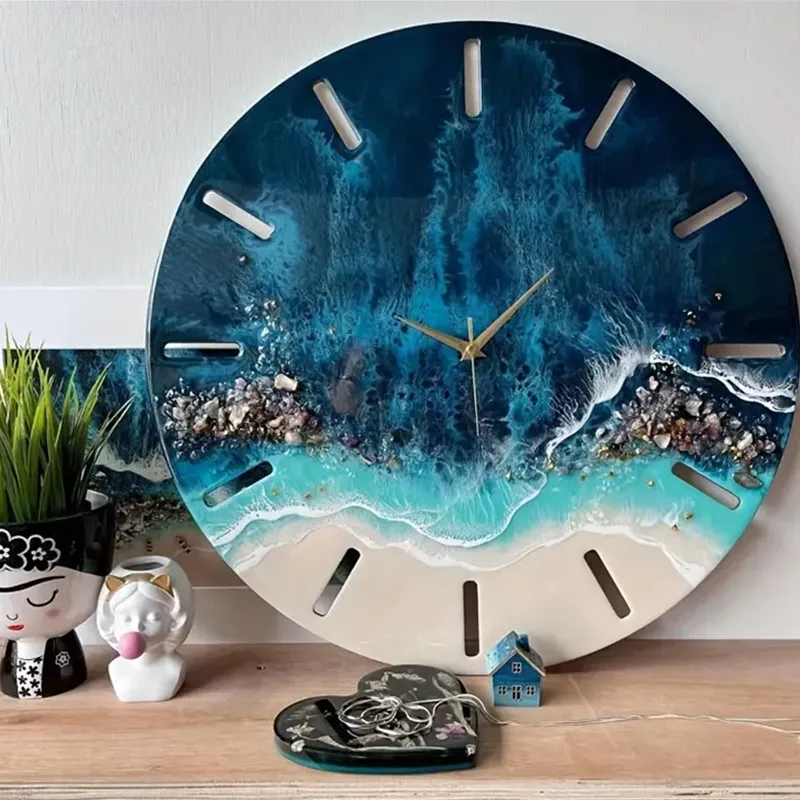 Large Clock Resin Mold,Round Clock Silicone Mold Wall Hanging Clock Epoxy Mold with Pointer for DIY Crafts Jewelry Making