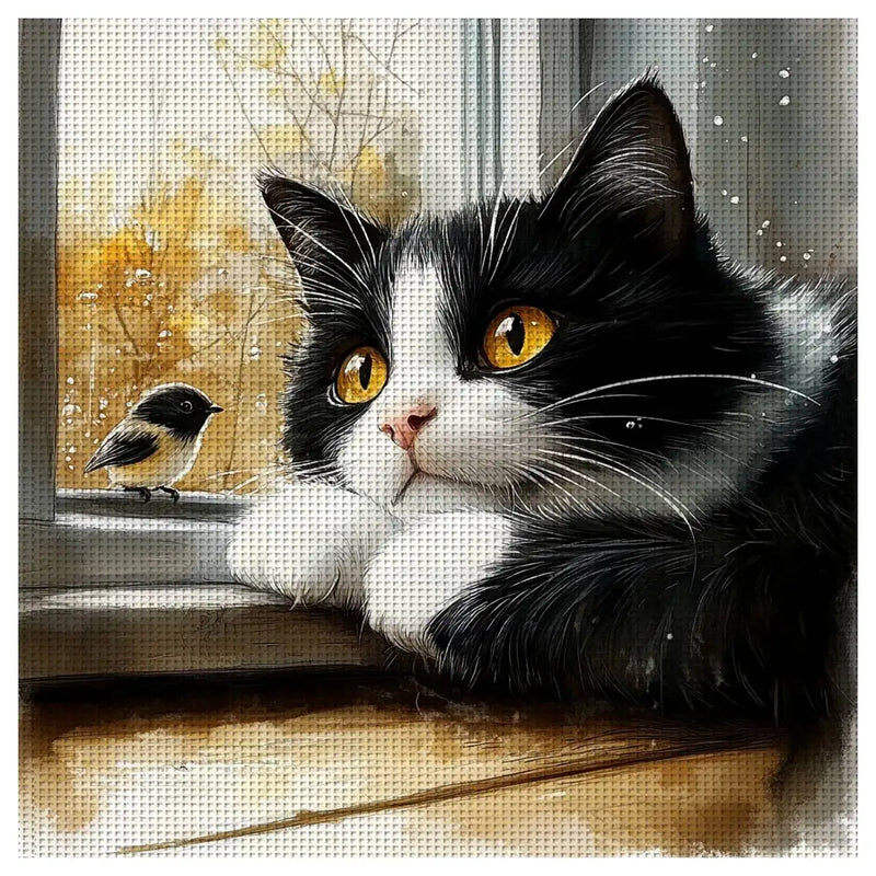 1pc 30X30CM/11.8inch cat stamped cross stitch kit DIY kit 11CT/14CT DIY Embroidered set DIY Cross-Stitch Set Full Embroidery