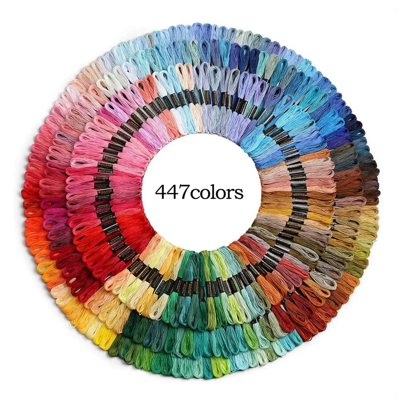447 Pieces Set Cross Stitch Thread Embroidery Floss For Beginners DIY Craft Bracelet Craft8M Skein No Repeat Rainbow Colors