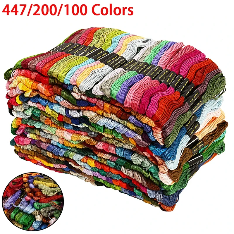 447/200/100 Colors Cross Stitch Cotton Embroidery Thread Floss Sewing Skeins Craft Mix Colors Cross Stitch DIY Thread Crafts