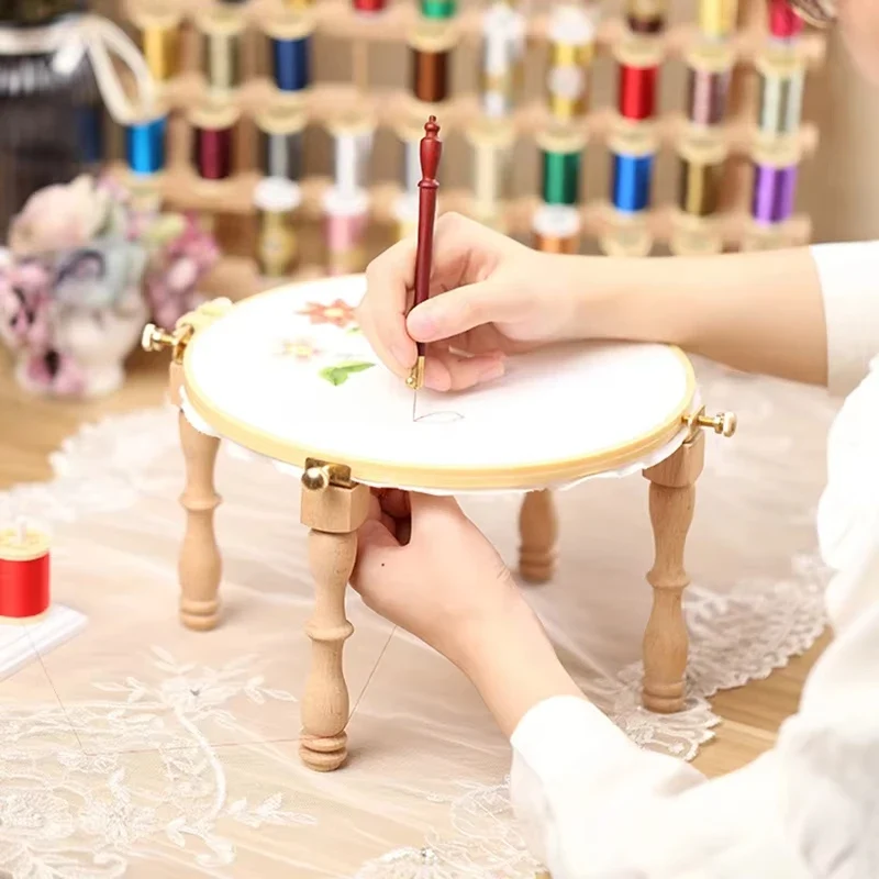 3/4Pcs Adjustable Portable Wooden Embroidery Hoop Stand For Handmade Cross Stitch Hoop Embroidery Ring Frame Embroidery Tools