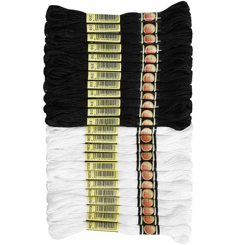 24Pcs Embroidery Thread Multi-Color High Luster Non-Fading Smooth DIY Sewing Cross Stitch Thread for Handmade Crafts Quilting