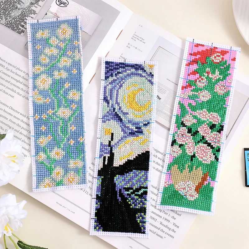 6 Pieces Vintage Painting Floral Cross Stitch Bookmark Set Handmade Style Embroidery Art For Book Lovers Elegant Gift Giving