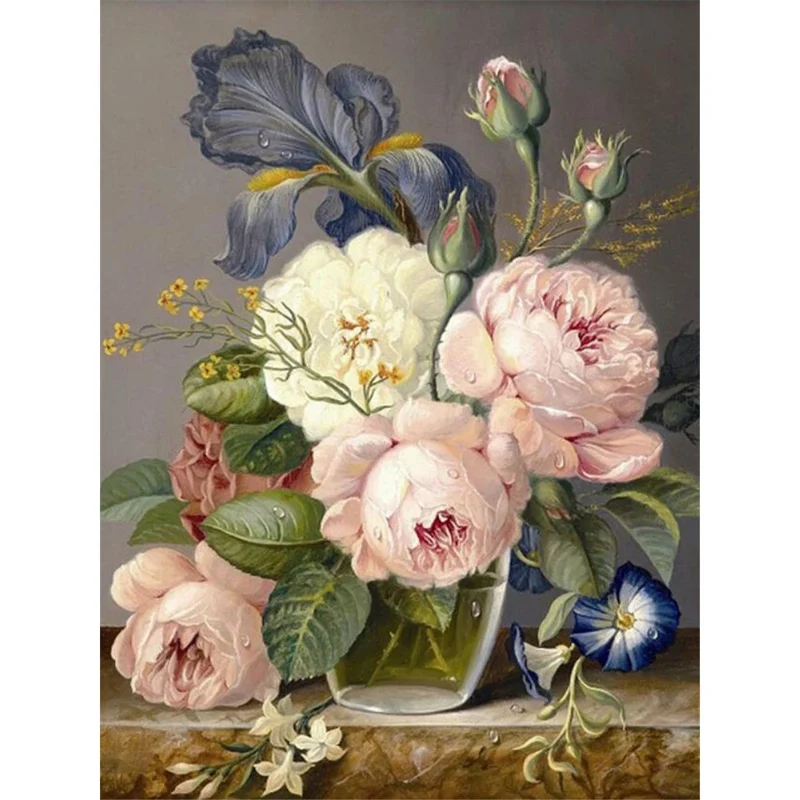 Flower DIY 11CT Embroidery Cross Stitch Kits Craft Needlework Set Cotton Thread Printed Canvas Home Decoration For Wholesale