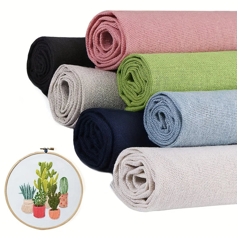 7 pieces of high-density pure linen fabric, specially designed for cross-stitch, handcrafted DIY embroidery material, craft item