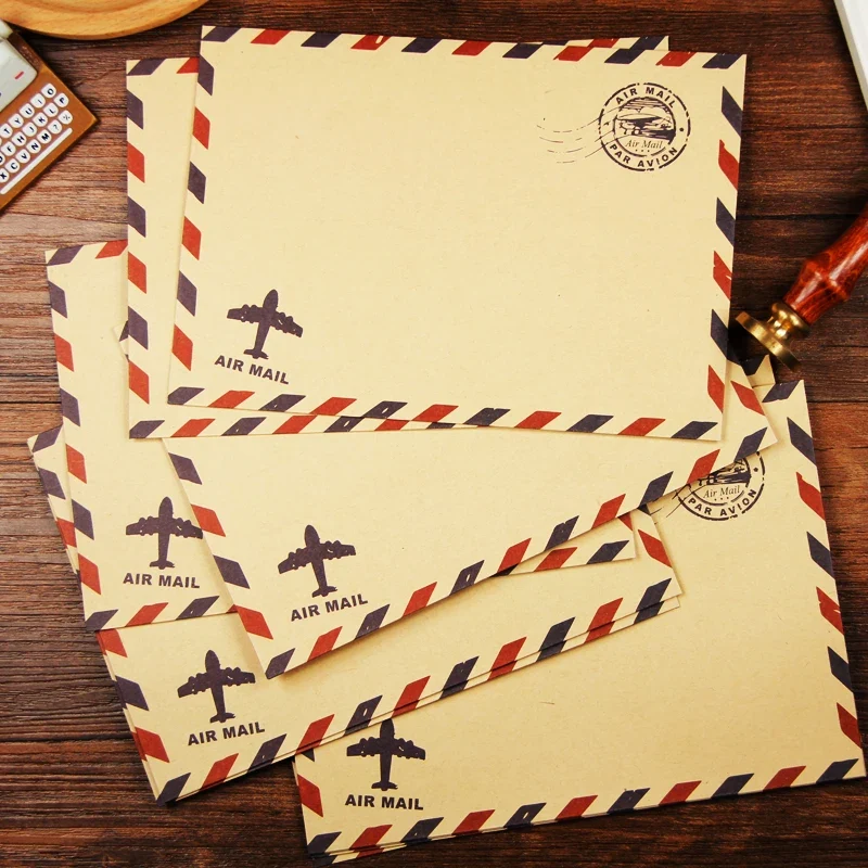 Kraft Air Mail envelopes, white wedding envelopes,Brown Paper Envelope,Invitation envelopes, vintage airmail packing 50pcs/lot