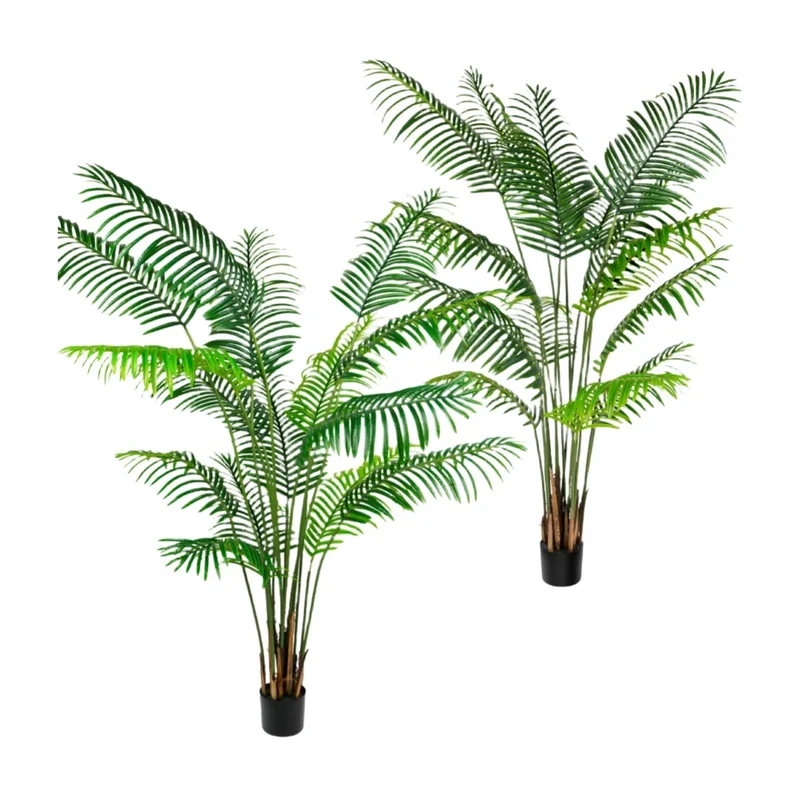 Set of 2 Artificial Palm Tree 180cm 6FT Artificial Plant with Pot Tall Faux Tree Indoor Artificial Plants Decoration