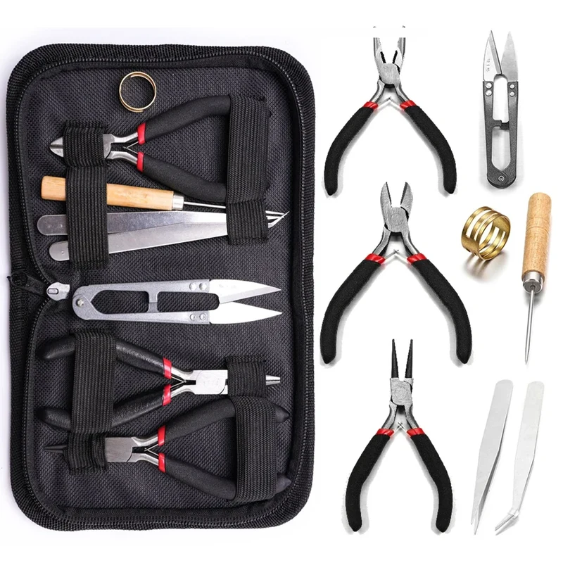 1set Of Tools For Making Jewelry Tool Sets Organizer Pliers Tweezers Fitting Bracelet Necklace Making Jewelry Jaking Kits