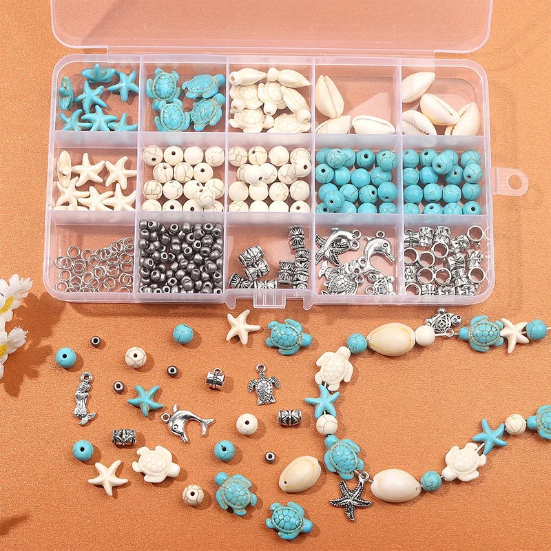 1 Set of Turquoise Beads and Other Decorative Bead Jewelry Making Kit Can Be Used for DIY Jewelry Crafts Production