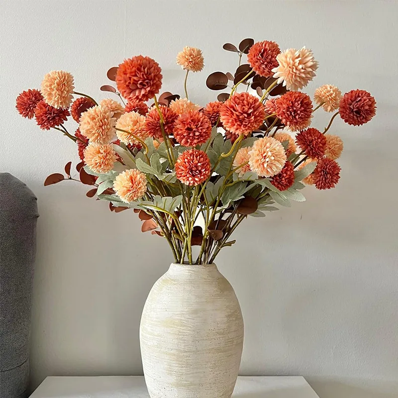 20" Faux Kiku Flowers Fall Flowers Artificial Decoration for Vase Home Room Wedding Decor Arrangement Table Holiday Party Decor