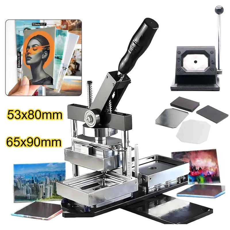 80x53mm/90x65mm DIY Rectangle Fridge Magnet Machine Kit with 1 Paper Cutter and 100/500sets Material for Home Crafts Making Tool