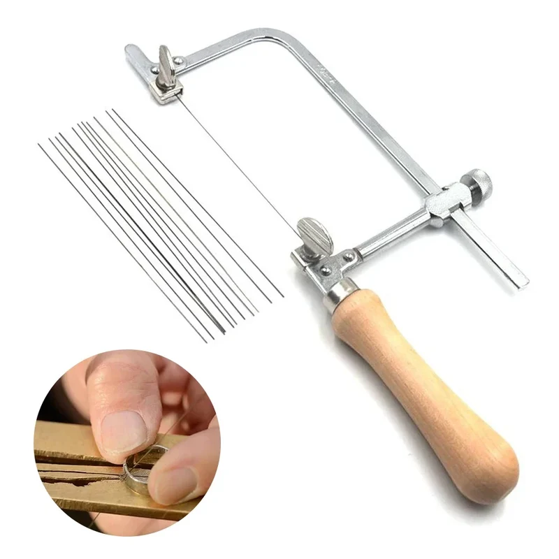 Jeweler's Saw Frame kit with Blades 12 Pieces Adjustable Jewelers Wax Ring Precision Cutting Metal Saw Jewelry Making Tool