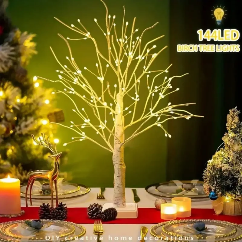 1pc 144 LED Birch Tree Lights, Warm White Light, USB And 3AA Battery Powered (Not Included), Holiday Decorative Tree