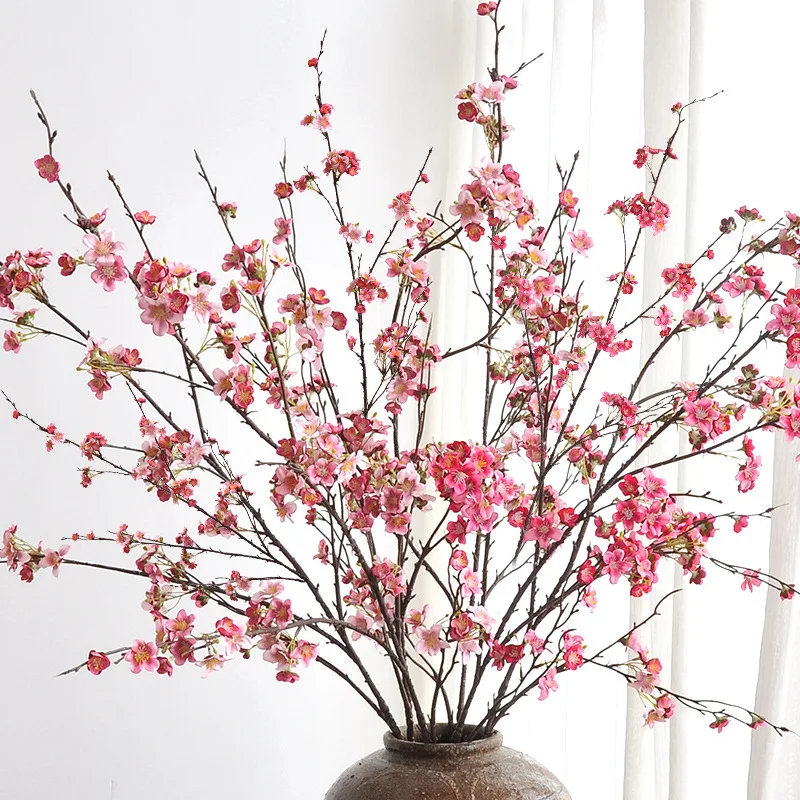 130CM Artificial Cherry Blossom Long Branch Landscape Floral Photography Props Window Display Branch Pole Arrangement