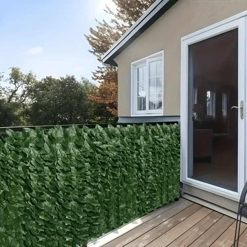 1pc UV-Resistant Artificial Hedge Fence - Faux Green Leaves Panel for Outdoor Garden Decoration & Balcony Fencing Privacy Screen